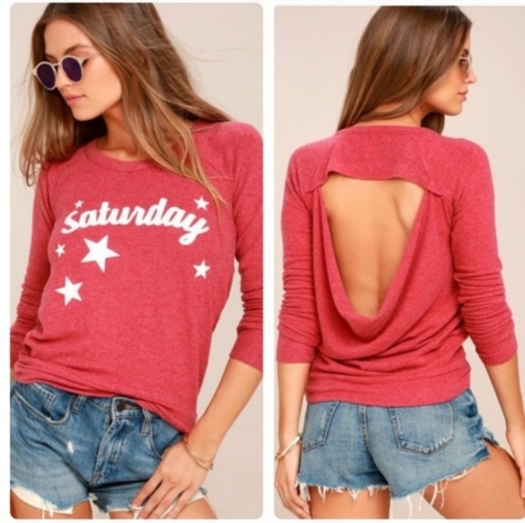Chaser Saturday Stars Sweatshirt Open Back XS - Picture 2 of 9